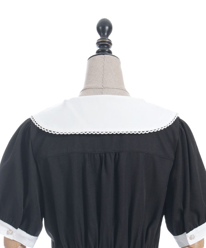 Logo Embroidery Pleated Dress