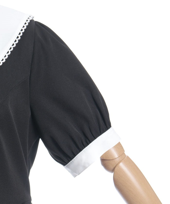 Logo Embroidery Pleated Dress