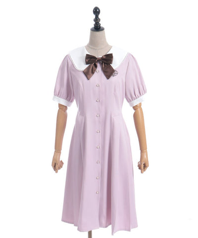 Logo Embroidery Pleated Dress