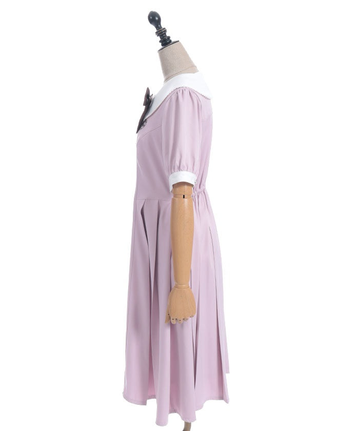 Logo Embroidery Pleated Dress