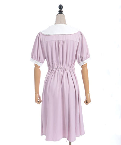 Logo Embroidery Pleated Dress