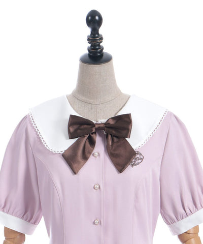 Logo Embroidery Pleated Dress