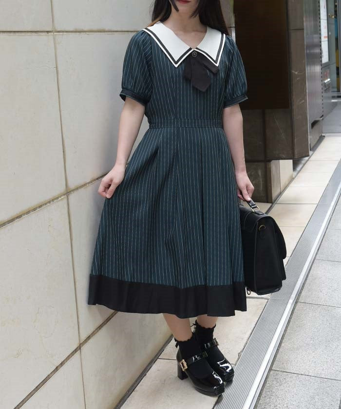 Tie & Sailor Collar Dress