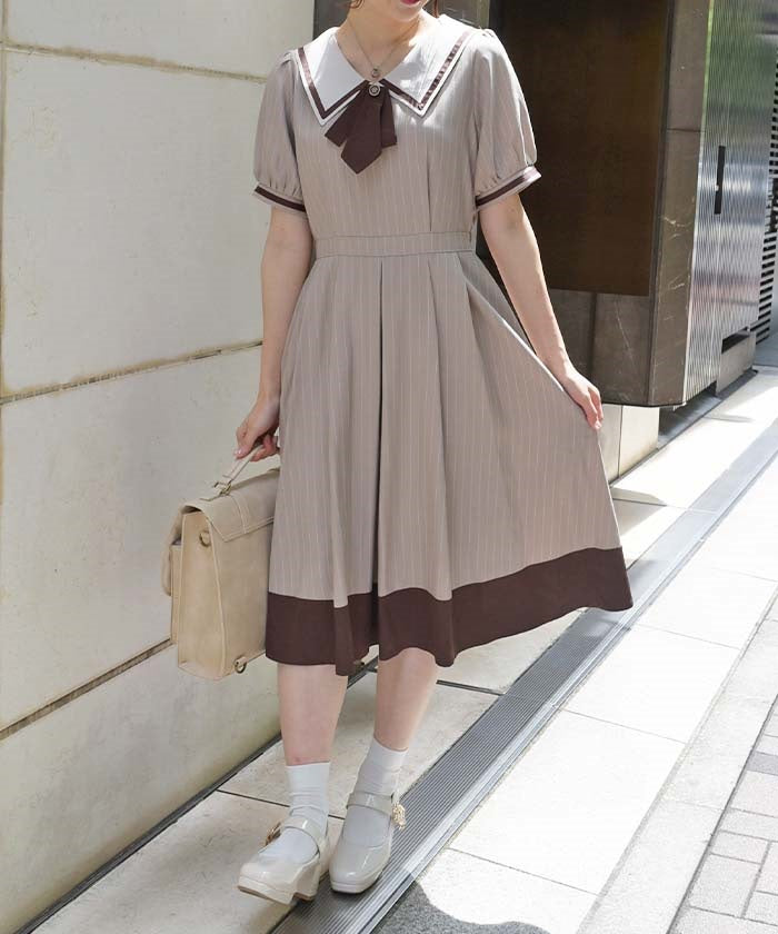 Tie & Sailor Collar Dress