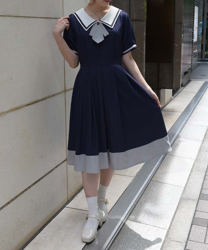 Tie & Sailor Collar Dress