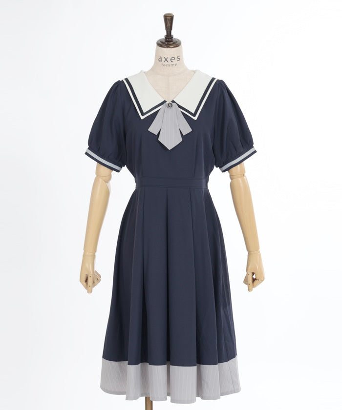 Tie & Sailor Collar Dress