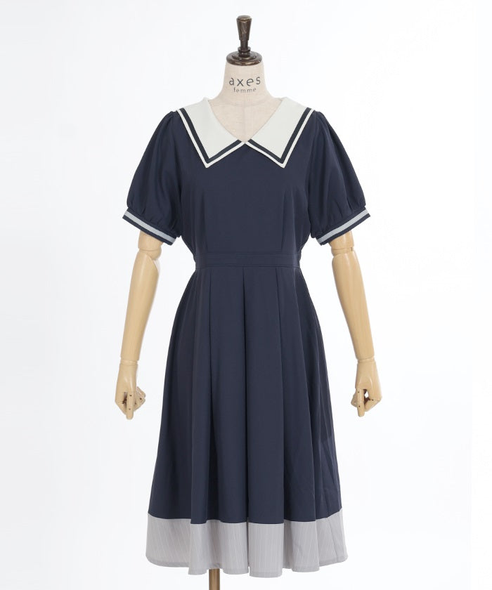 Tie & Sailor Collar Dress