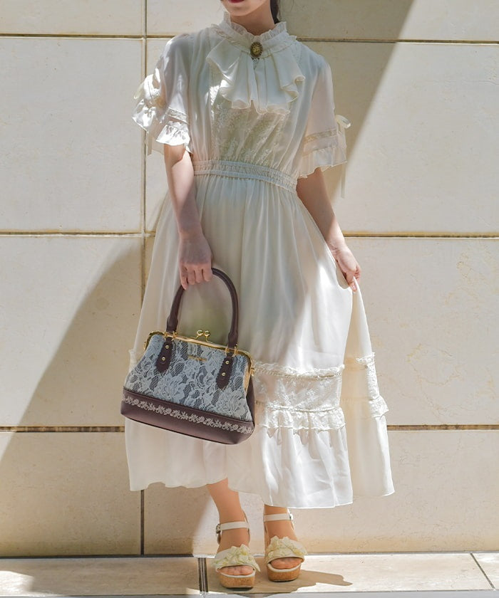 Flare Sleeve Dress with Cameo