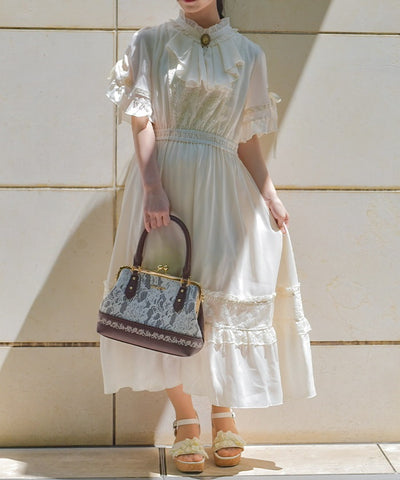 Flare Sleeve Dress with Cameo