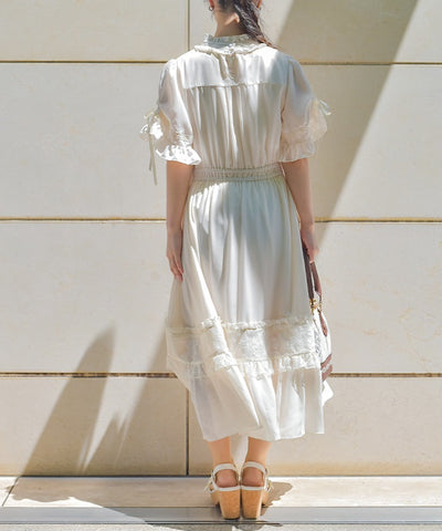 Flare Sleeve Dress with Cameo