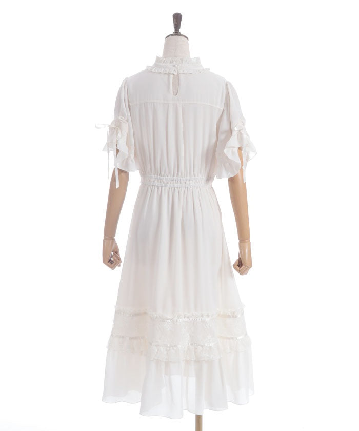 Flare Sleeve Dress with Cameo