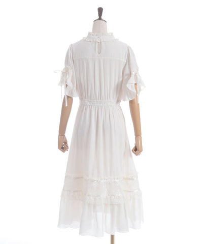 Flare Sleeve Dress with Cameo