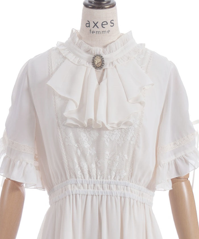 Flare Sleeve Dress with Cameo