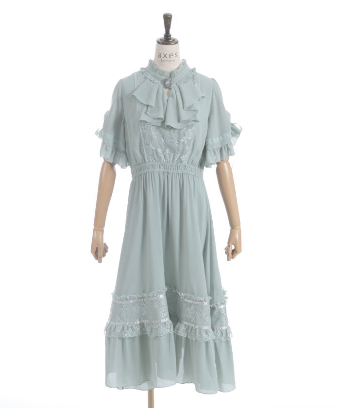 Flare Sleeve Dress with Cameo
