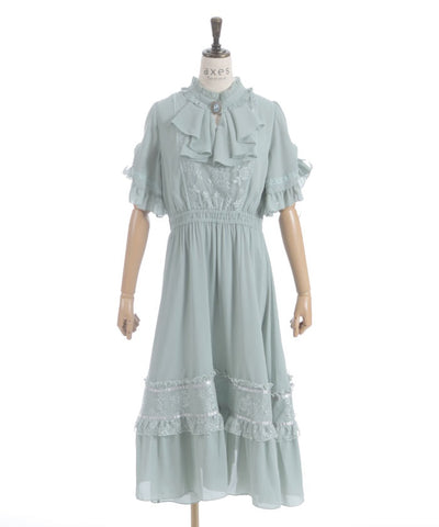 Flare Sleeve Dress with Cameo
