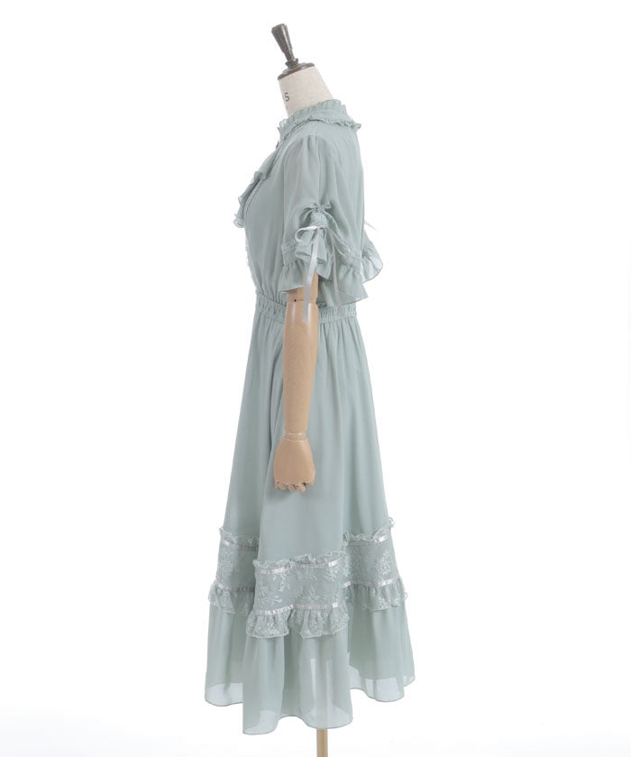 Flare Sleeve Dress with Cameo