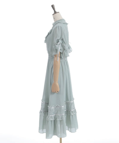 Flare Sleeve Dress with Cameo