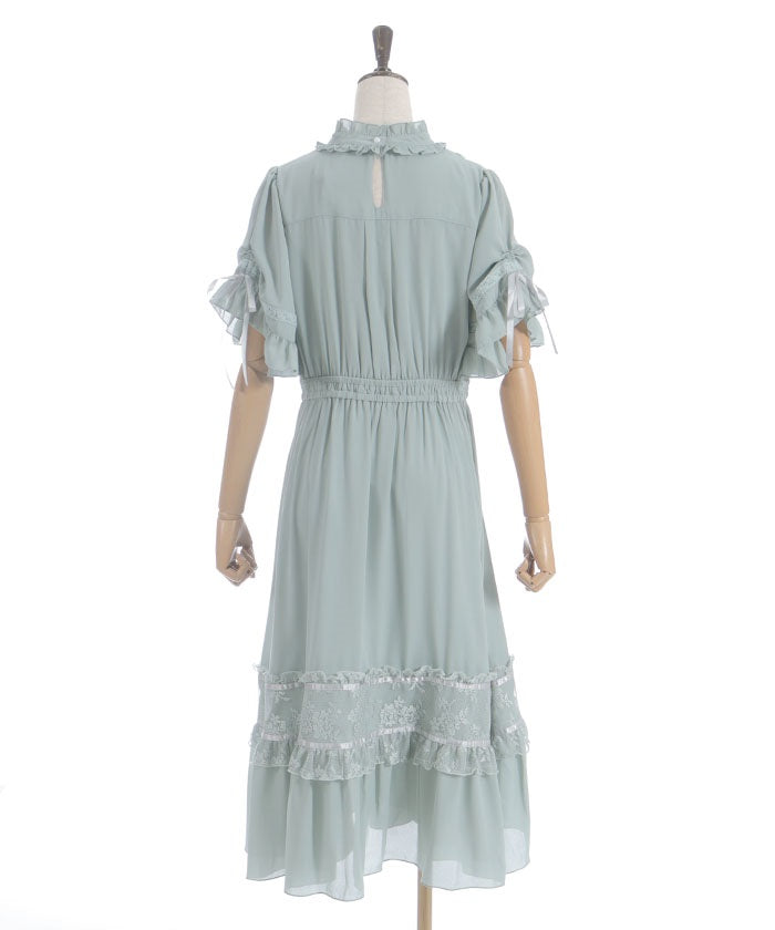 Flare Sleeve Dress with Cameo