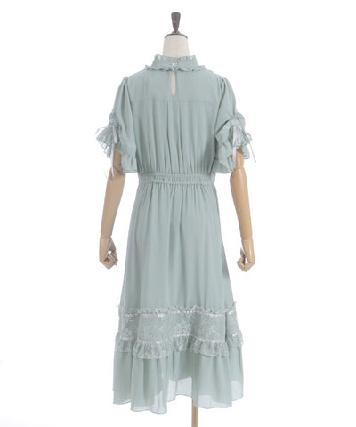 Flare Sleeve Dress with Cameo