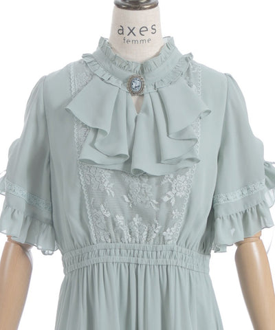 Flare Sleeve Dress with Cameo