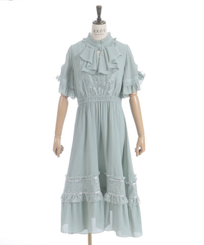 Flare Sleeve Dress with Cameo