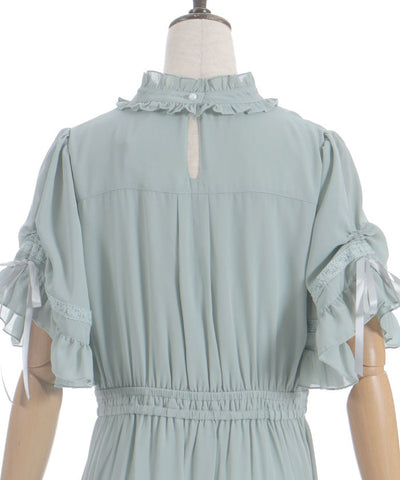Flare Sleeve Dress with Cameo