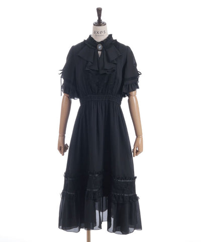 Flare Sleeve Dress with Cameo
