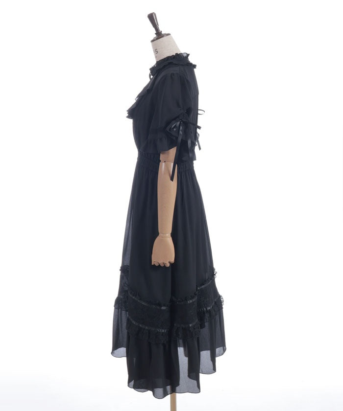 Flare Sleeve Dress with Cameo