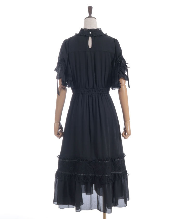 Flare Sleeve Dress with Cameo