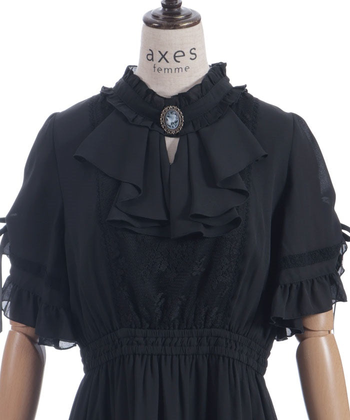 Flare Sleeve Dress with Cameo