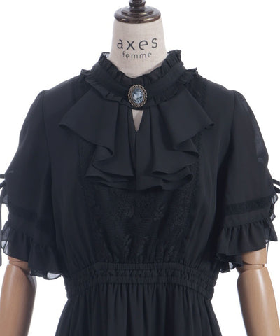 Flare Sleeve Dress with Cameo