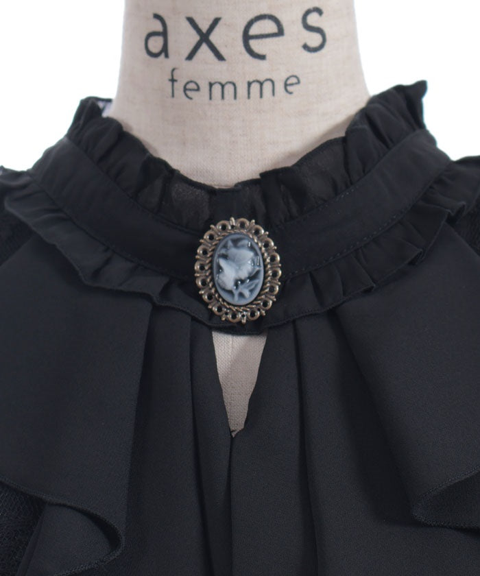 Flare Sleeve Dress with Cameo