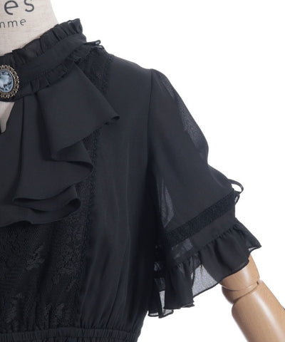 Flare Sleeve Dress with Cameo