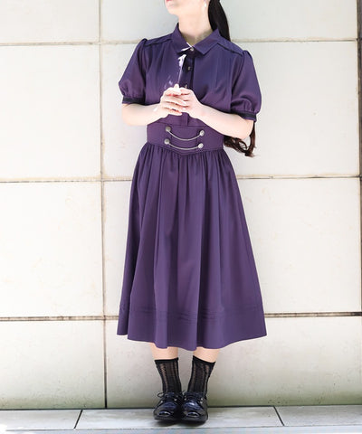 High-Waisted Flap Design Short Sleeve Dress
