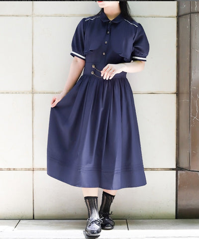 High-Waisted Flap Design Short Sleeve Dress