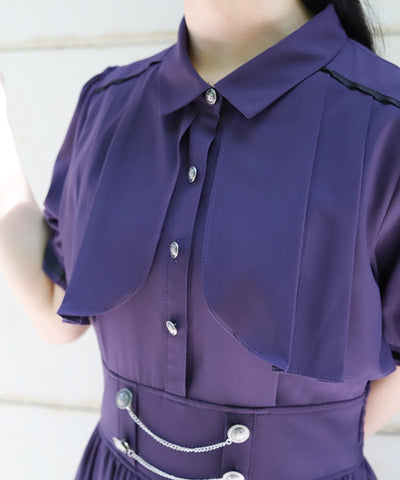High-Waisted Flap Design Short Sleeve Dress