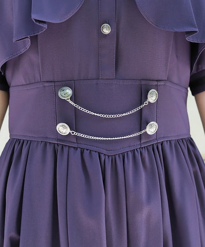 High-Waisted Flap Design Short Sleeve Dress