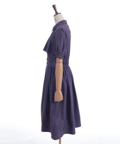 High-Waisted Flap Design Short Sleeve Dress