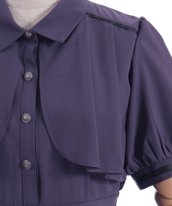 High-Waisted Flap Design Short Sleeve Dress