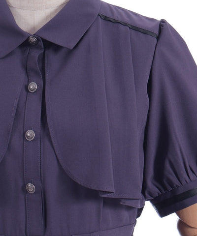 High-Waisted Flap Design Short Sleeve Dress