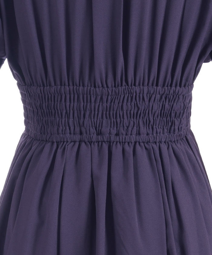 High-Waisted Flap Design Short Sleeve Dress