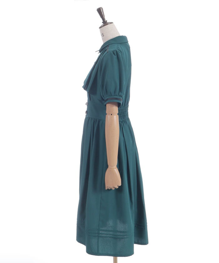 High-Waisted Flap Design Short Sleeve Dress