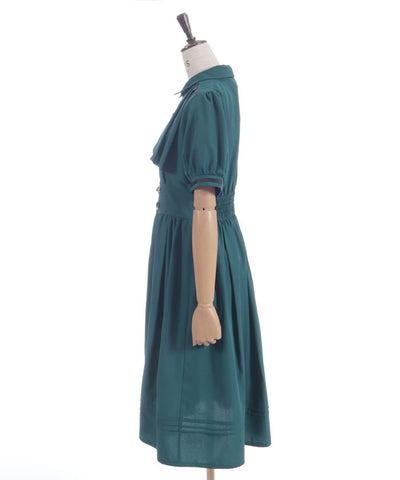High-Waisted Flap Design Short Sleeve Dress