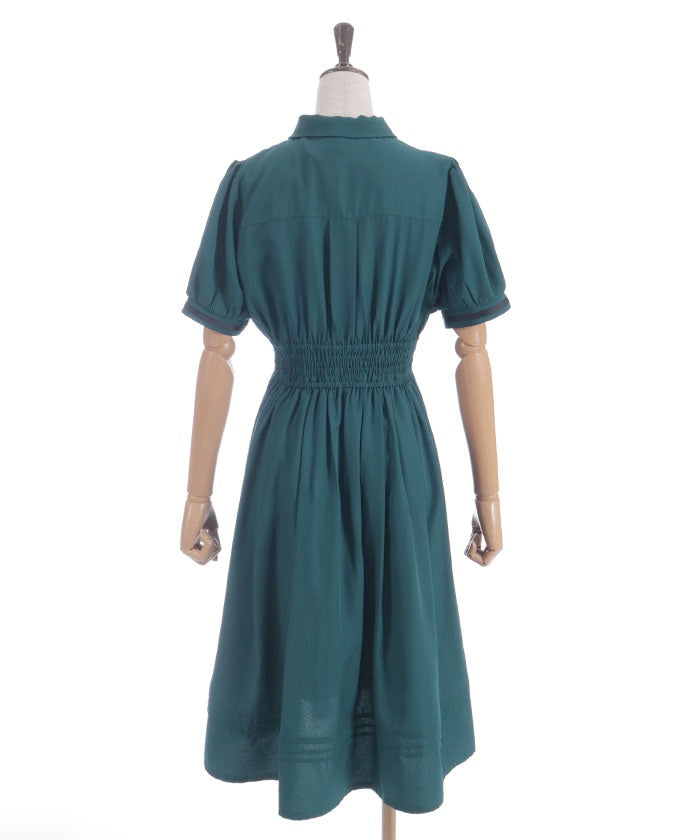 High-Waisted Flap Design Short Sleeve Dress