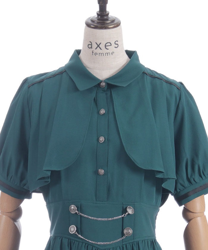 High-Waisted Flap Design Short Sleeve Dress