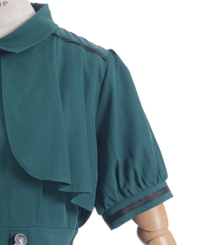 High-Waisted Flap Design Short Sleeve Dress