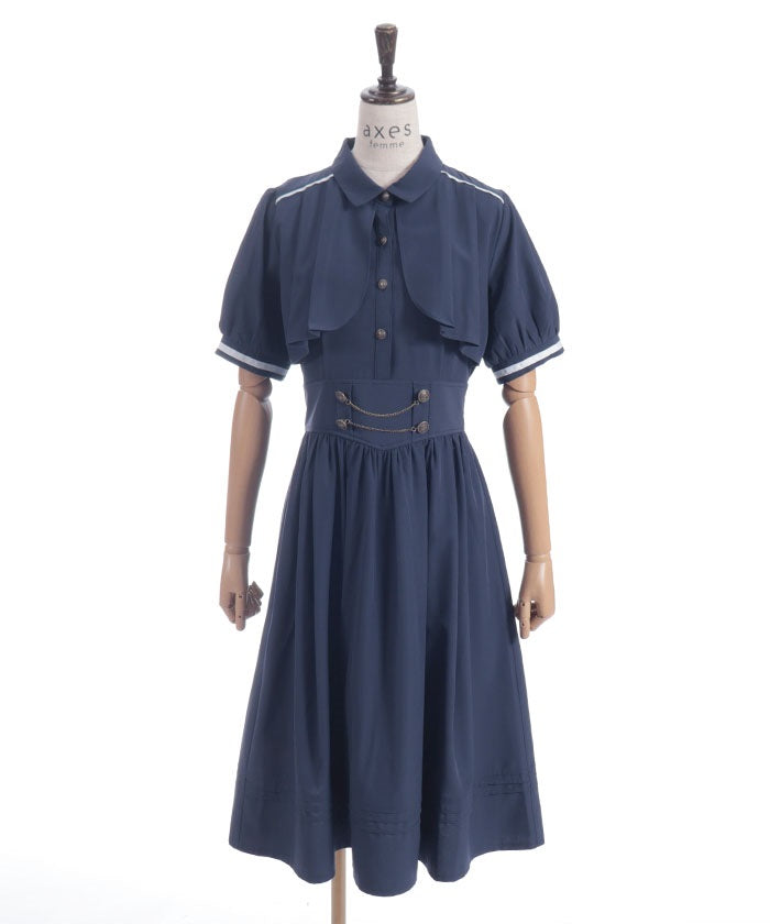 High-Waisted Flap Design Short Sleeve Dress