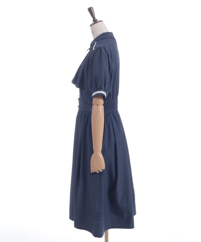 High-Waisted Flap Design Short Sleeve Dress