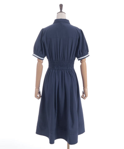 High-Waisted Flap Design Short Sleeve Dress
