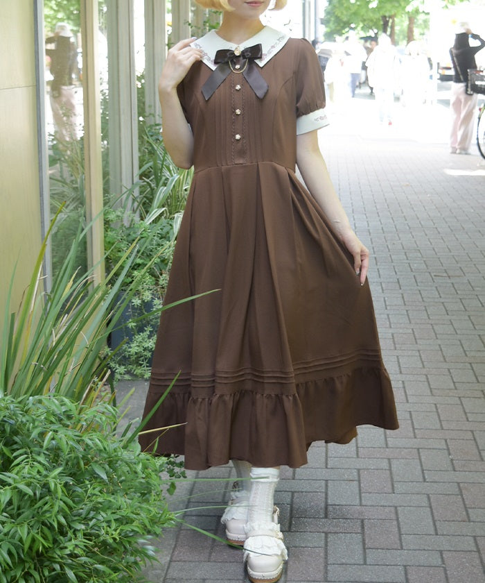 Ribbon Bleach Rose Embroidery Dress – axes femme from JAPAN
